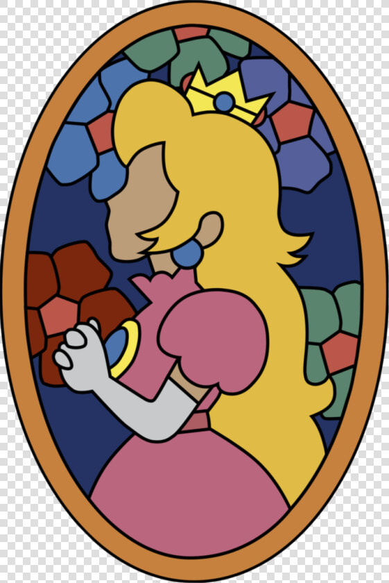 Clip Art Library Download Peaches Drawing Super Mario   Mario 64 Princess Peach Stained Glass  HD Png DownloadTransparent PNG