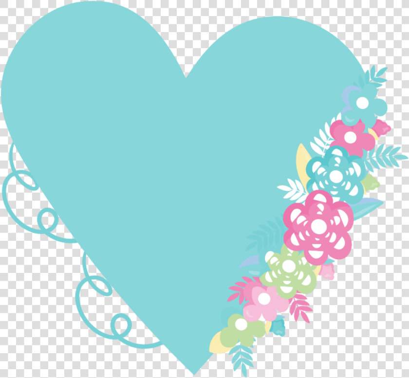 Corazon Flores Vector Stikers Pastel Color Celeste   Flores Y Corazon Png  Transparent PngTransparent PNG