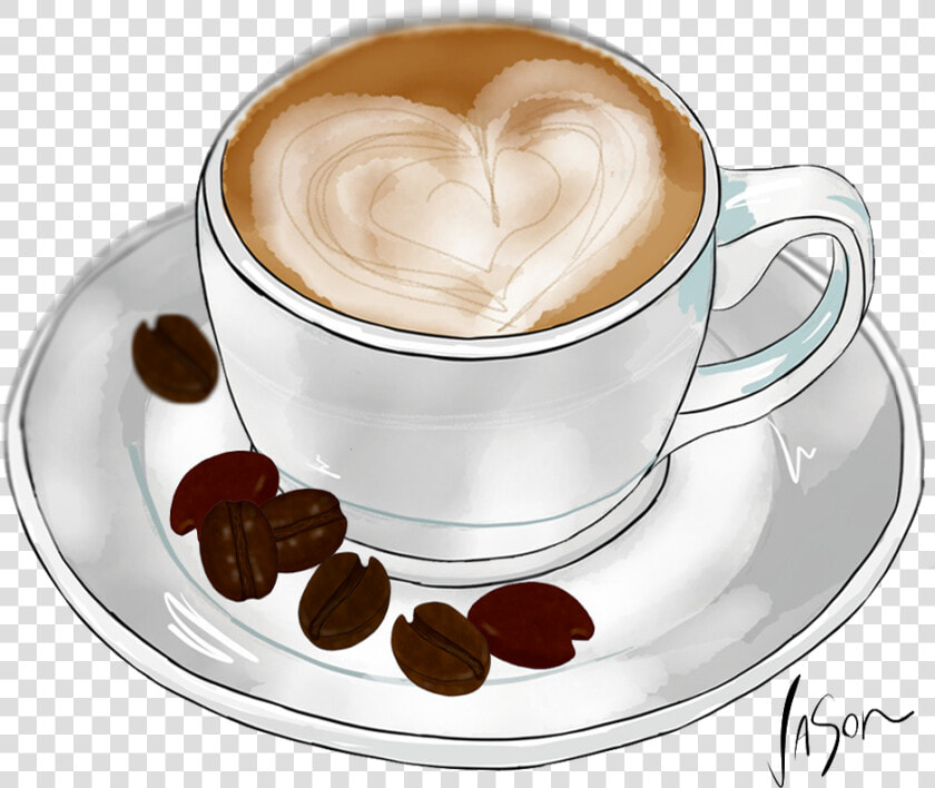 Coffee Cup Saucer And Beans   Cappuccino  HD Png DownloadTransparent PNG