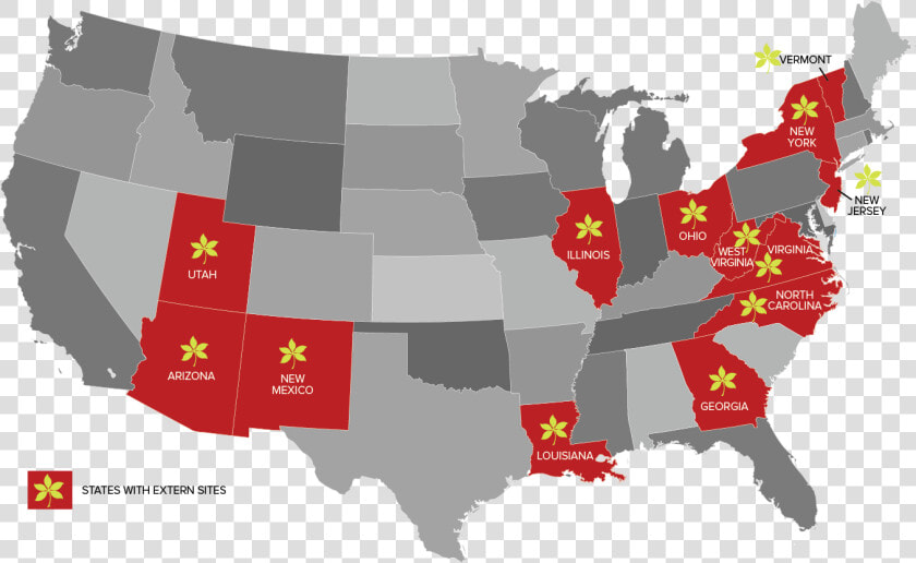 Map Of The United States Showing Externships In Arizona    Nevada Map Usa  HD Png DownloadTransparent PNG