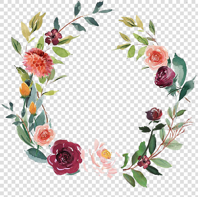 Rustic Flower Png   Watercolor Floral Half Wreath  Transparent PngTransparent PNG