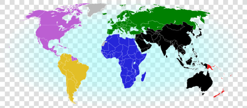 2018 World Map Showing The Six Continental Confederations   World Map  HD Png DownloadTransparent PNG