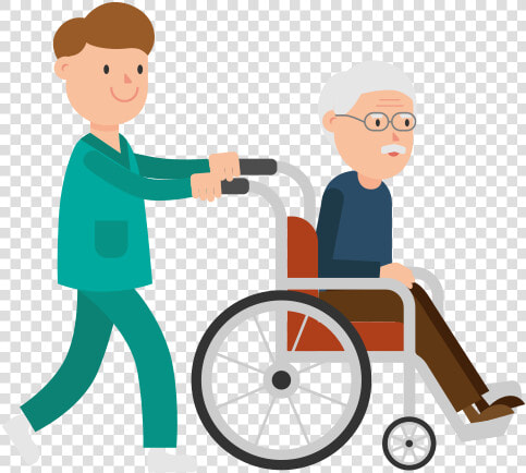 Nurse Pushing A Patient On A Wheelchair Cartoon   Patient In Wheelchair Clipart  HD Png DownloadTransparent PNG