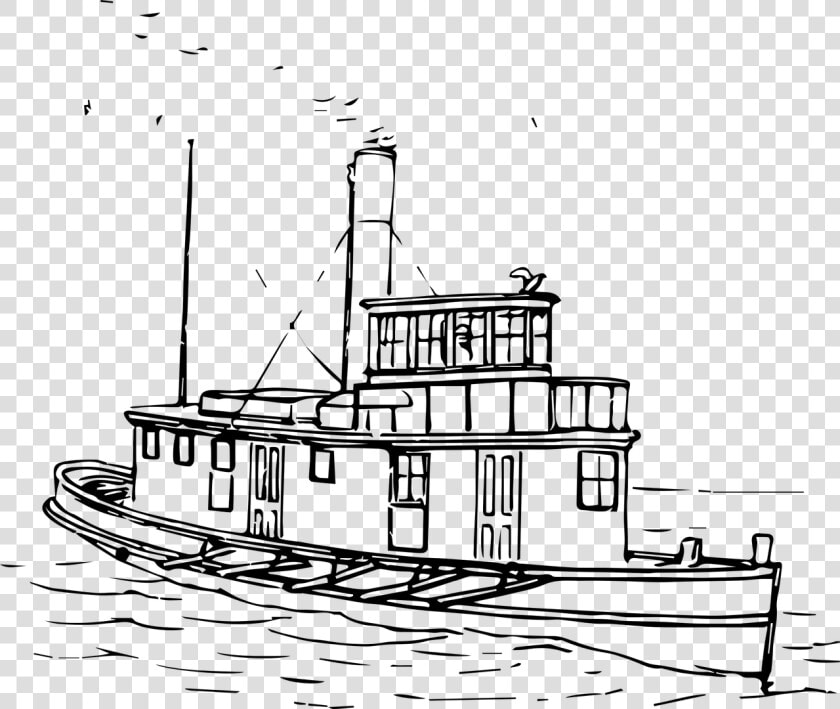 Boat Transportation Tug Free Picture   Houseboat Clipart Black And White  HD Png DownloadTransparent PNG