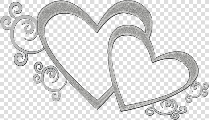 Black And White Double Heart Clipart Jpg Freeuse Double   25th Wedding Anniversary Clipart  HD Png DownloadTransparent PNG