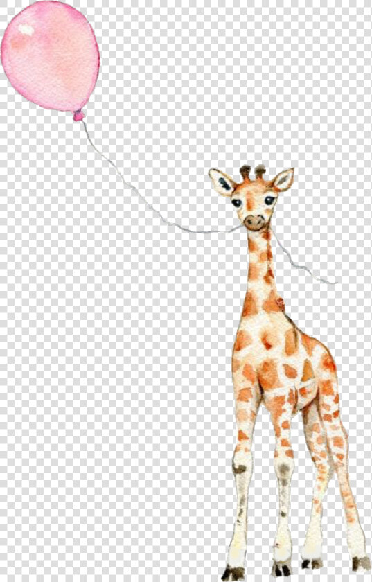  cute  adorable  giraffe  balloon 💜💜💜💜💖  scgiraffe   Giraffe With Balloon Painting  HD Png DownloadTransparent PNG