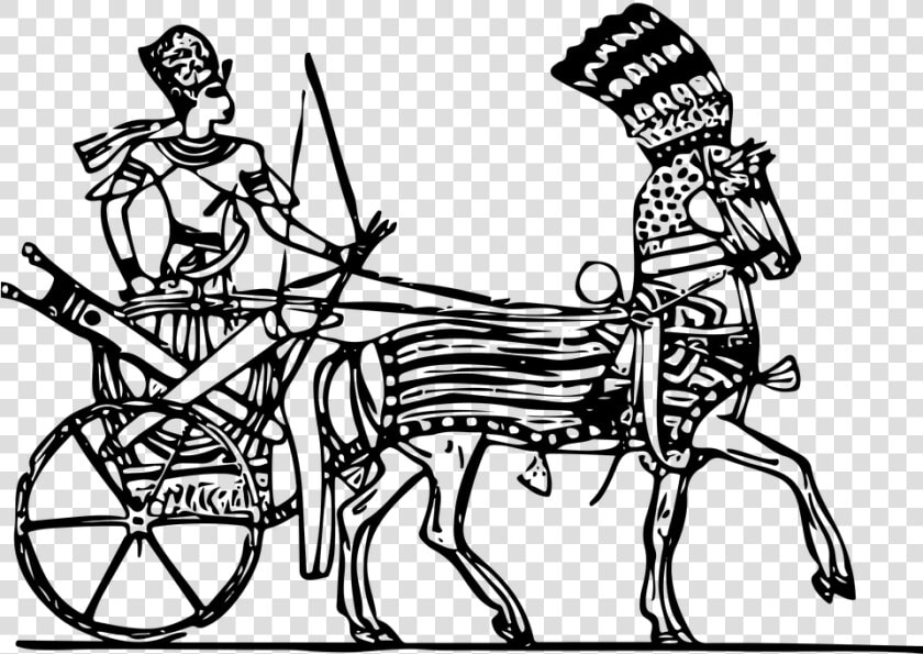 Line Art  Drawing  Ancient  Chariot  Horse And Cart   Egyptian Chariot  HD Png DownloadTransparent PNG