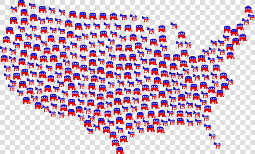 Democrats  Republicans  Donkey  Elephant  Gop  Symbol   Popular Vote 2016 Electoral Map  HD Png DownloadTransparent PNG