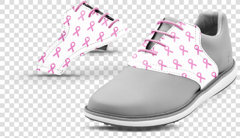 Women S Breast Cancer Saddles On Grey Golf Shoe From   Walking Shoe  HD Png DownloadTransparent PNG