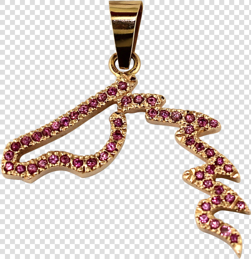 Eqp0013 Pink Gold Flying Mane Pendant With Rubies  HD Png DownloadTransparent PNG