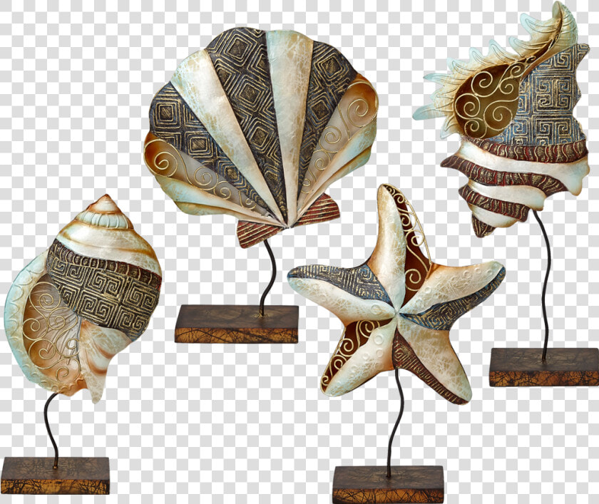 Capiz Shells  amp  Starfish On Stand 4 Pieces   Seashell  HD Png DownloadTransparent PNG