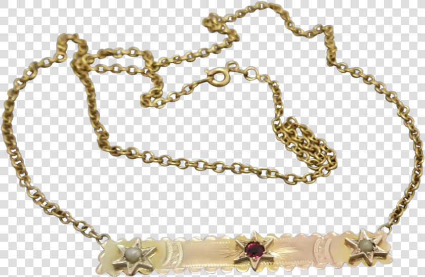 Upcycled 9k Gold Garnet Doublet Seed Pearl Necklace   Chain  HD Png DownloadTransparent PNG