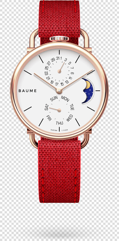 35mm Moonphase Unisex Custom Watch Miyota Golden Case   Baume Watches Moonphase  HD Png DownloadTransparent PNG