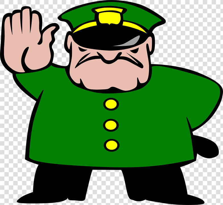 Police  Man  Stop  Strict  Stick  Angry  Hat  Green   Stop Clipart  HD Png DownloadTransparent PNG