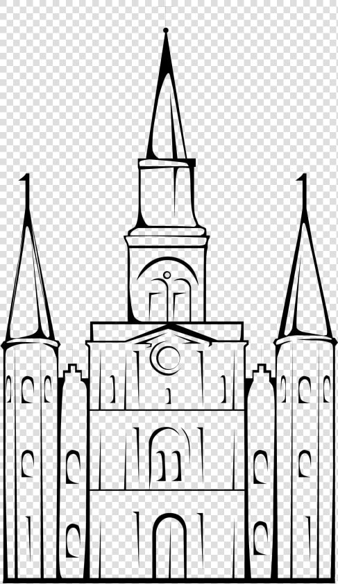 Image Free Library Cathedral Drawing Outline   St Louis Cathedral Black And White Drawing  HD Png DownloadTransparent PNG