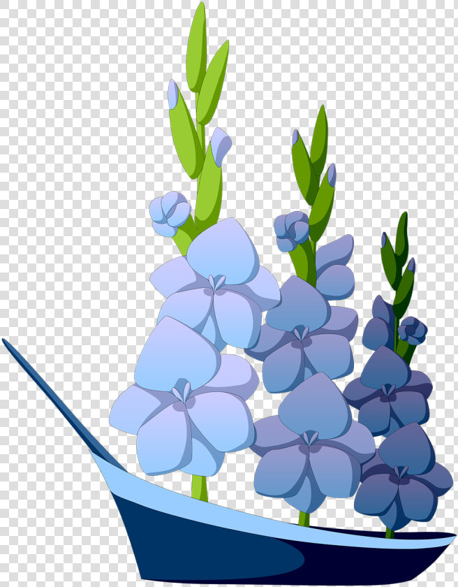 Gladiolus  Blue  Flowers  Ship  Sailboat  Three masted  HD Png DownloadTransparent PNG