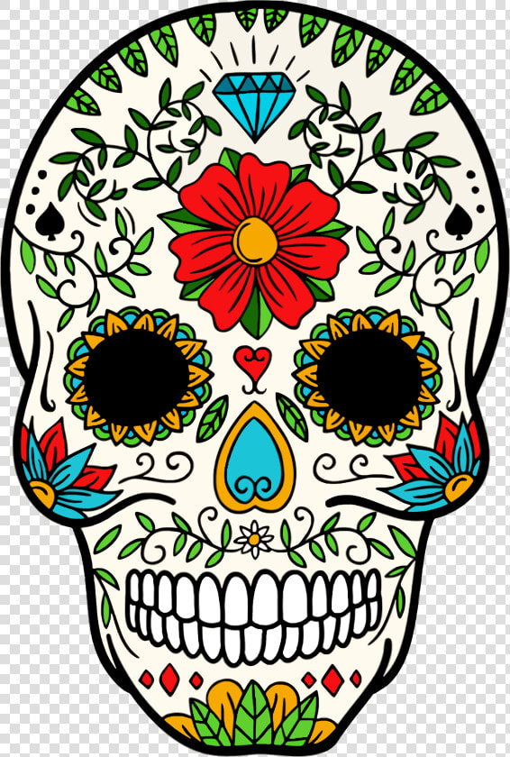 Day Of The Dead Skeleton Skull Clipart   Png Download   Day Of The Dead Skull Artwork  Transparent PngTransparent PNG