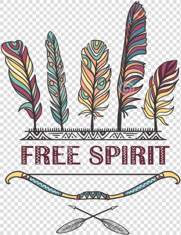  feather  boho  bohemian  sticker  watercolor  bohofeathers   Feathers And Arrows Free Spirit  HD Png DownloadTransparent PNG