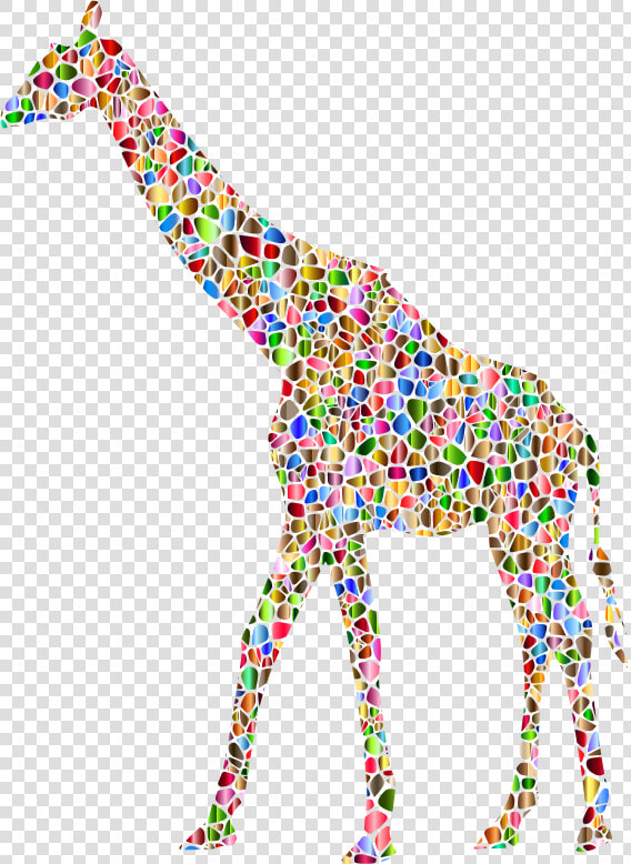 Chromatic Tiled Giraffe Silhouette   Giraffe  HD Png DownloadTransparent PNG