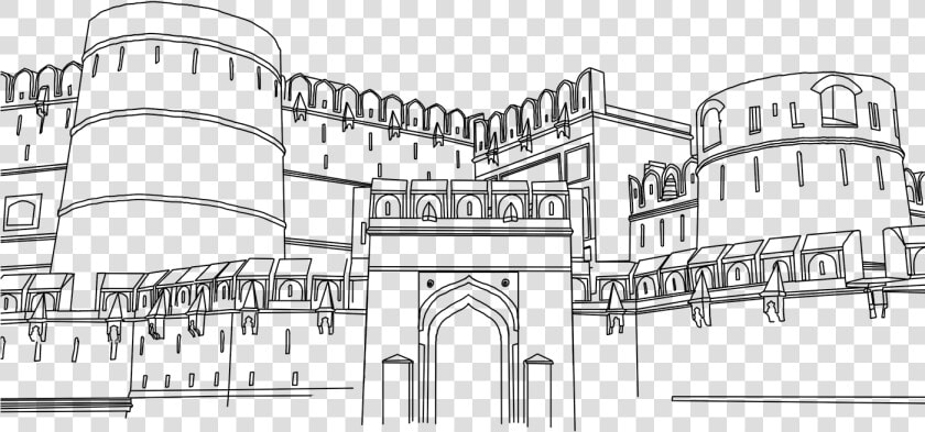 Agra Fort Line Drawing   Sketch Drawing Of Agra Fort  HD Png DownloadTransparent PNG