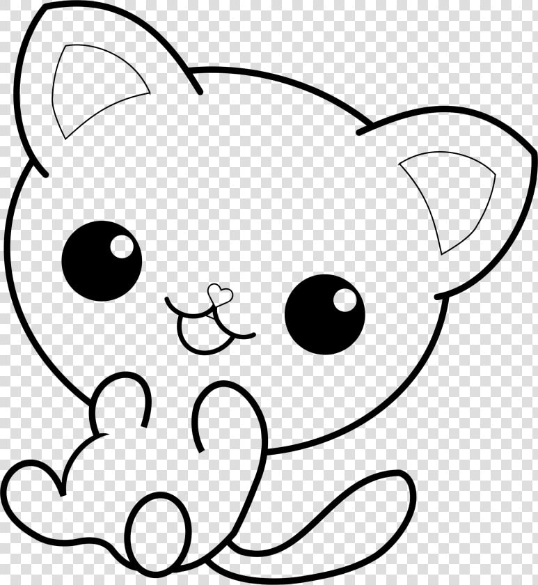 Kawaii Kitty Line Art   Kawaii Cat Coloring Pages  HD Png DownloadTransparent PNG