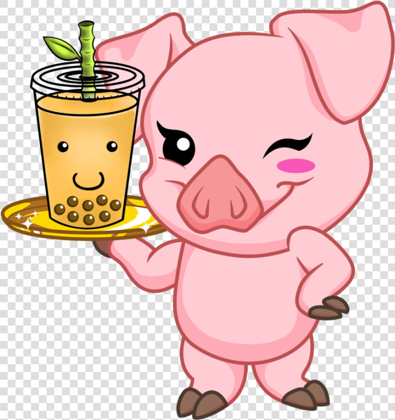 Bobaddiction Pig Fixed   Clipart Drinking Milk Tea  HD Png DownloadTransparent PNG