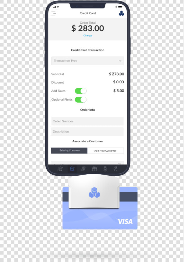 Helcim Mobile Payment App On Iphone X With Card Reader   Iphone  HD Png DownloadTransparent PNG