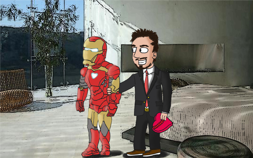 Tony Stark And Ironman   Cartoon  HD Png DownloadTransparent PNG