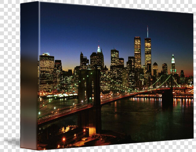 Brooklyn Skyline Png   Night New York City Skyline With Twin Towers  Transparent PngTransparent PNG