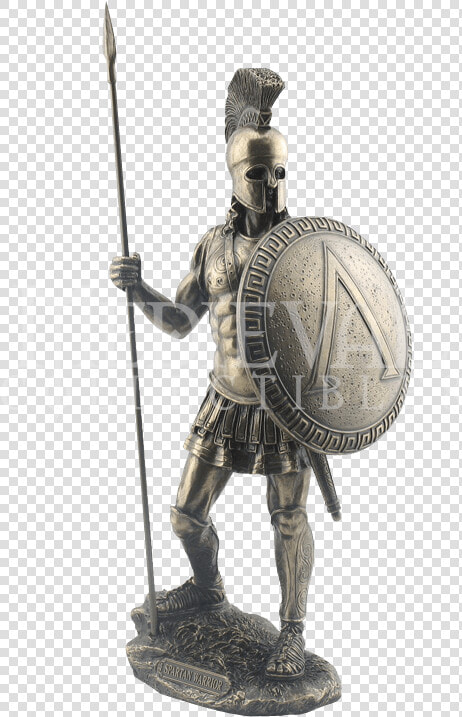 Spartan Warrior With Spear And Hoplite Shield Statue   Roman Spear And Shield  HD Png DownloadTransparent PNG