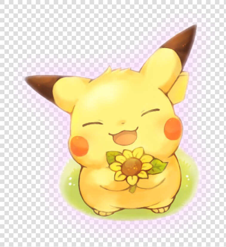 ピカチュウ Bygmo   Pikachu Holding A Flower  HD Png DownloadTransparent PNG