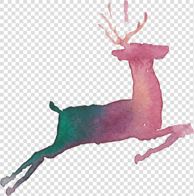 Painted Deer Running Png Download   Reindeer Running Painting  Transparent PngTransparent PNG