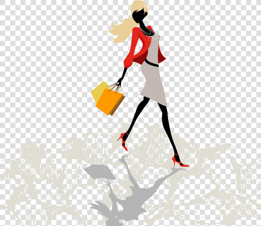 Fashion Euclidean Vector Illustration   Women With Shopping Bags  HD Png DownloadTransparent PNG