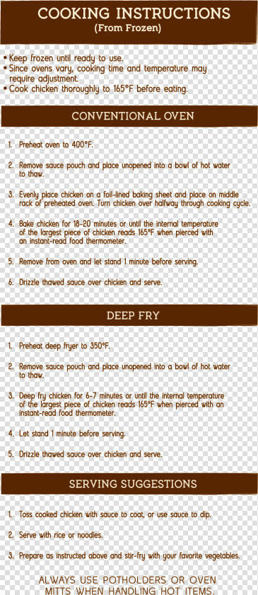 Cooking Instructions   Kahiki General Tso  39 s Chicken Cooking Instructions  HD Png DownloadTransparent PNG