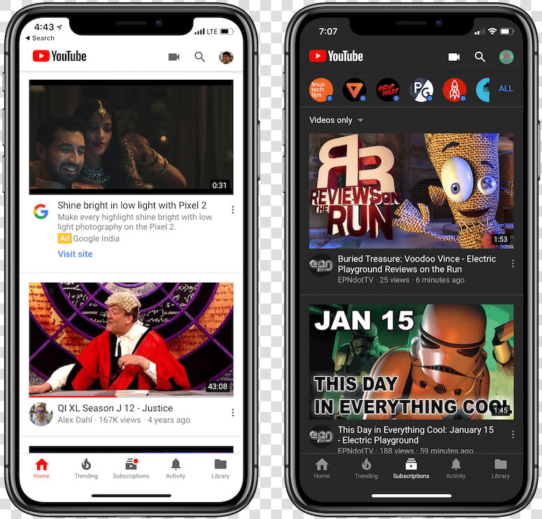 Youtube White Theme And Dark Theme   You Tube On Iphone  HD Png DownloadTransparent PNG