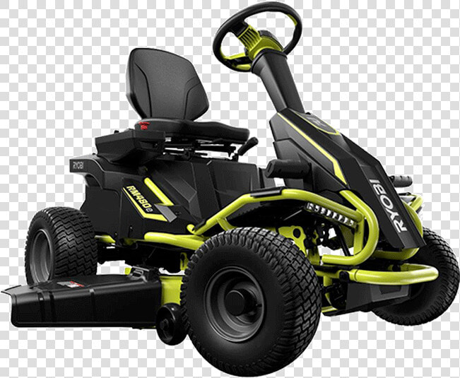 Ryobi 38 Inch Battery Electric Rear Engine Riding Lawn   Electric Ride On Mower  HD Png DownloadTransparent PNG