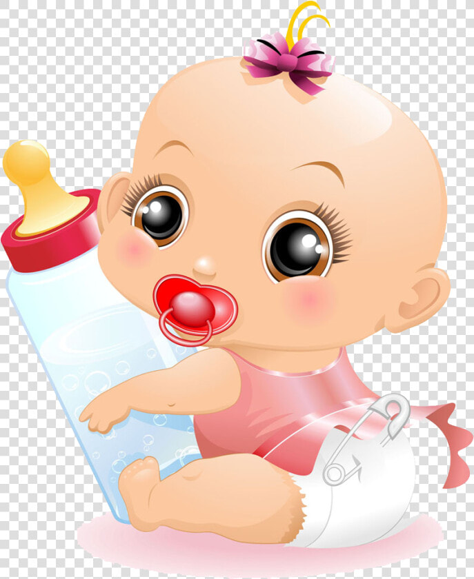 Baby Food Infant Bottle Child Free Clipart Hq Clipart   Baby With Feeding Bottle Cartoon  HD Png DownloadTransparent PNG