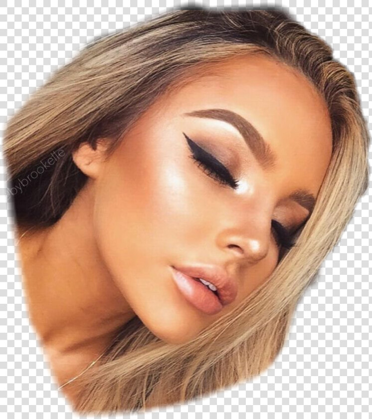  glow  eyeliner  makeup  highlight  skin  dewy  tumblr   Cute Girls With Makeup  HD Png DownloadTransparent PNG