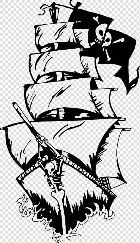 Pirate Ship Vector Art   Png Download   Pirate Ship Images Black And White  Transparent PngTransparent PNG