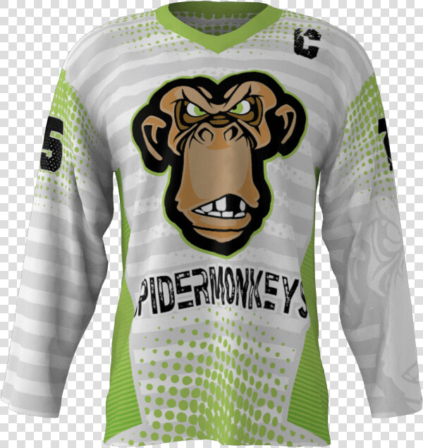 Spider Monkeys White Custom Dye Sublimated Hockey Jersey   Long sleeved T shirt  HD Png DownloadTransparent PNG