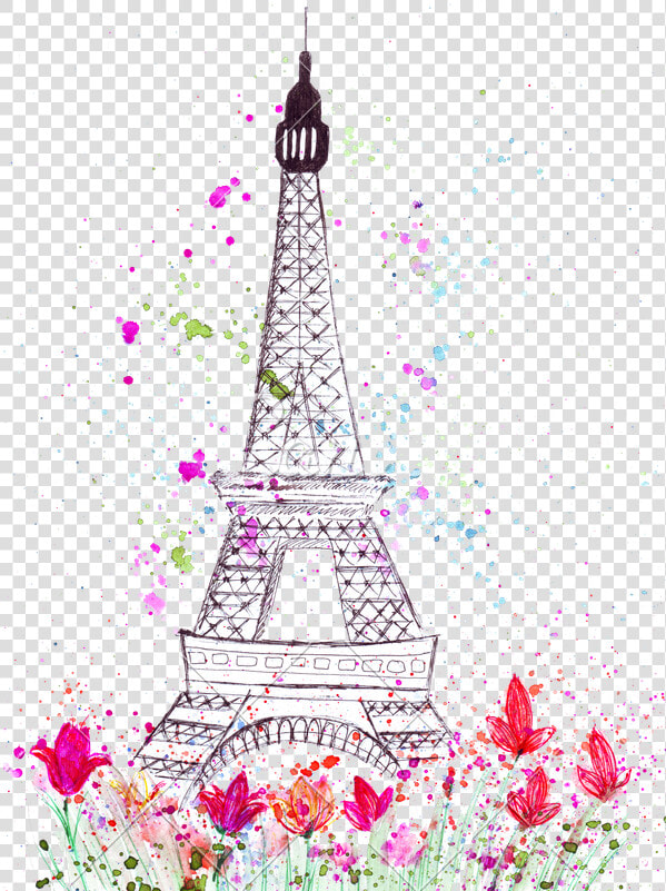 Drawn Eiffel Tower Pink   Transparent Png Torre Eiffel Draw  Png DownloadTransparent PNG