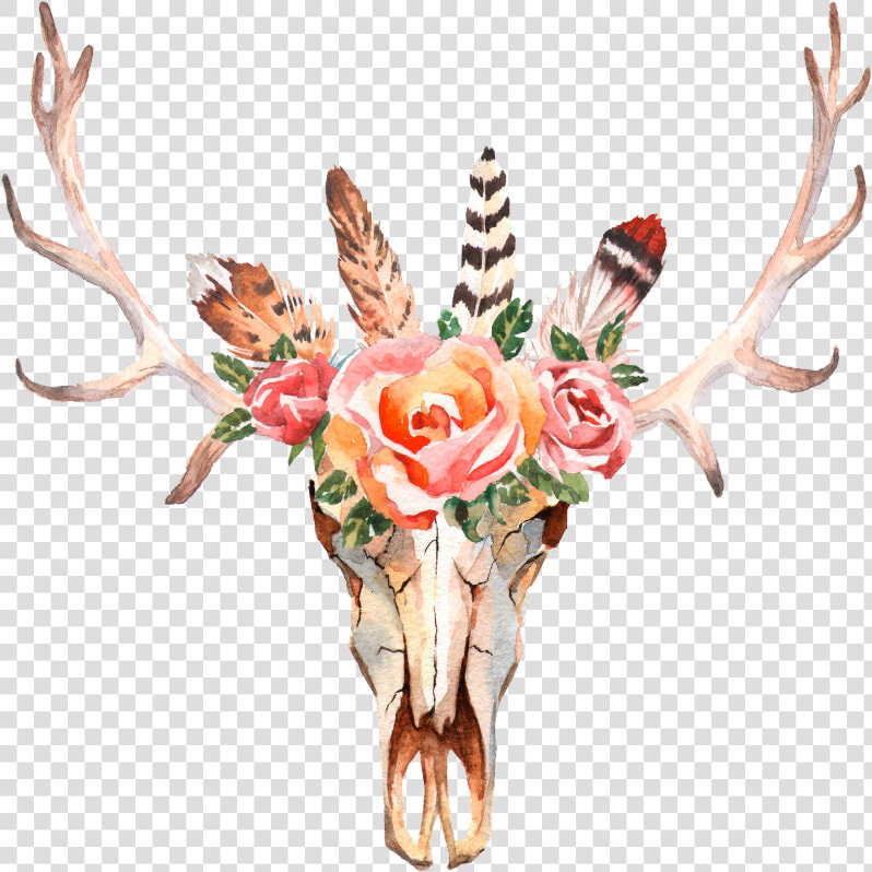 Bohemian Antlers Png   Antlers With Flowers Background  Transparent PngTransparent PNG