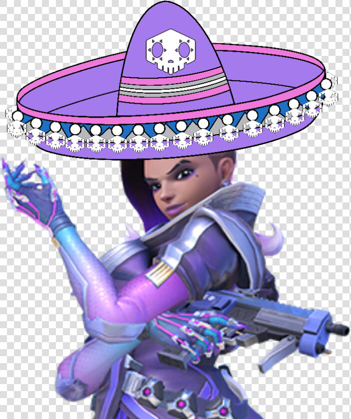 Overwatch Heroes Of The Storm Purple Violet Cartoon   Sombra With A Sombrero  HD Png DownloadTransparent PNG