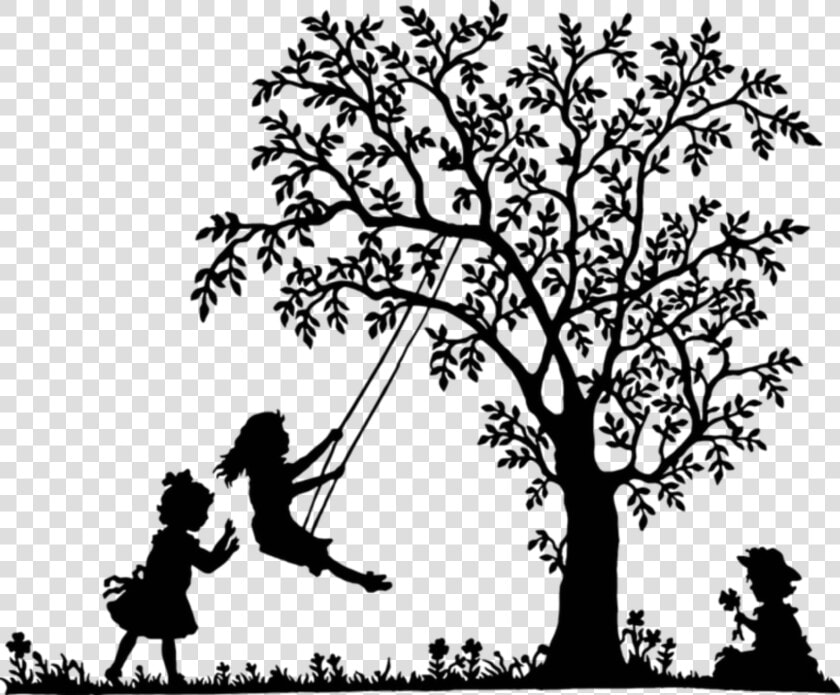 Silhouette Drawing Child Female Girl   Girl On Swing Silhouette  HD Png DownloadTransparent PNG