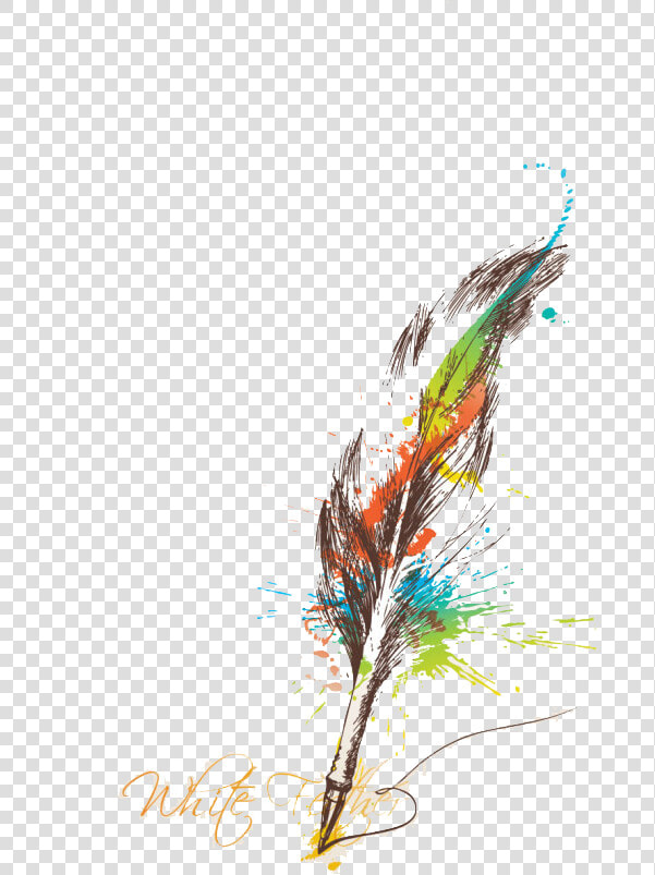 Irregular Color Feathers Paper Ink Feather Quill Clipart  HD Png DownloadTransparent PNG