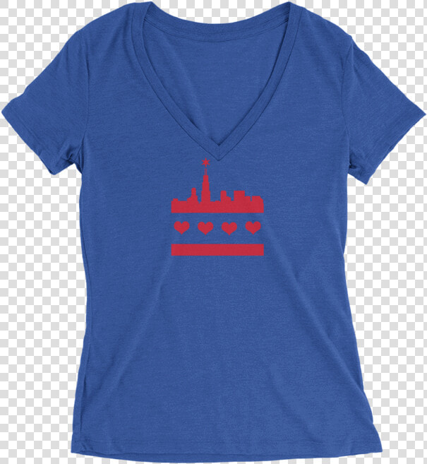 Womens Festive Chicago Skyline Flag Womens V Neck The  HD Png DownloadTransparent PNG