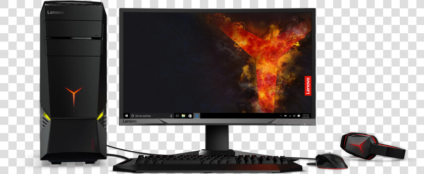 Lenovo Legion Y920 Tower With Gaming Monitor   Gaming Pc Tower And Monitor  HD Png DownloadTransparent PNG