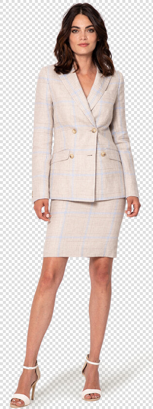 Women S Beige Linen Blazer   Pencil Skirt  HD Png DownloadTransparent PNG