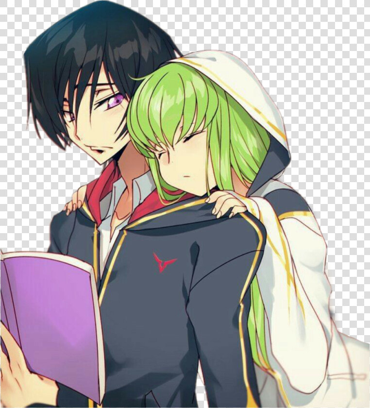  freetoedit  anime  couple  green  learning  sleep   Lelouch X Cc Fanaet  HD Png DownloadTransparent PNG