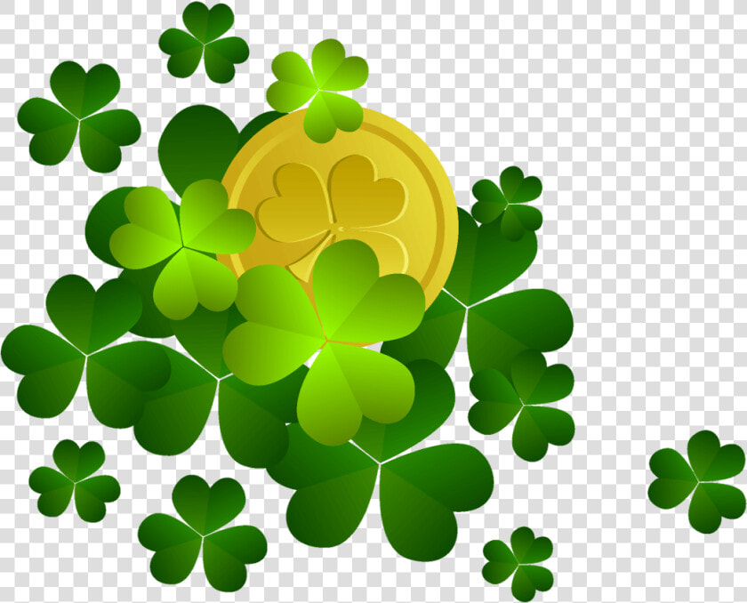 St Patricks Shamrocks With Coin Decor Png Clipart   Transparent Background St Patricks Day Clipart  Png DownloadTransparent PNG